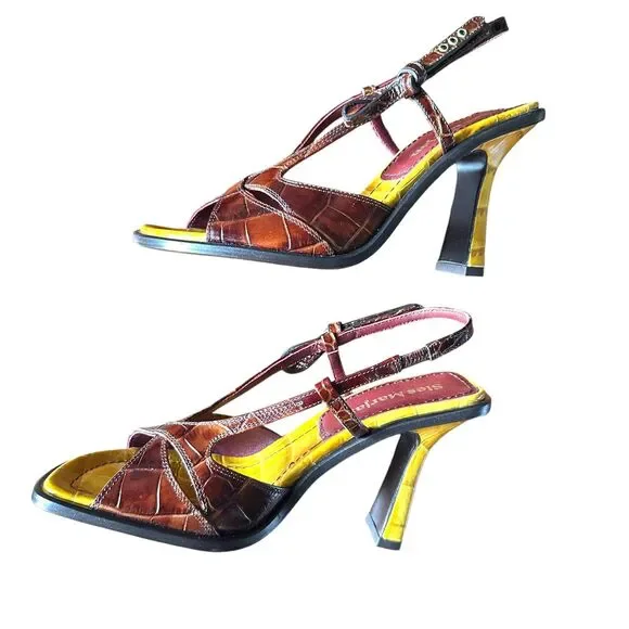 SIES MARJAN Diana‎ Embossed Leather Croco Heel Sz 36 (US 6) NEW W DUSTBAG - Picture 6 of 7